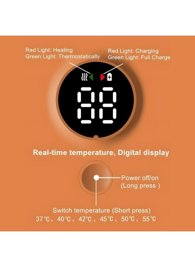 سخان رضاعة محمول للسفر ببطارية قابلة للشحن 2000mAh مع شاشة عرض درجة الحرارة وكشاف إضاءة – تسخين سريع للحليب بدون ماء بزمن قياسي – تحكم ذكي في الحرارة 6 مستويات من 37 إلى 55 درجة مئوية – تصميم جلدي فاخر مع لف حراري عاكس للحفاظ على السخونة – شحن USB-C – مناسب لمعظم زجاجات الأطفال – سخان حليب أطفال آمن للتنقل والرحلات والسيارة والرضاعة الليلية - Image 4